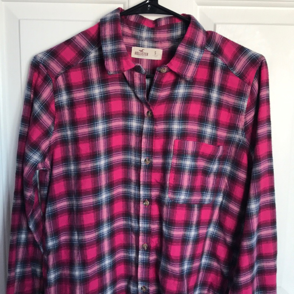 Hollister Pink Flannel Shirt EUC